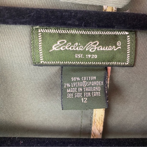 Eddie Bauer Green Blazer Jacket Cotton Button Close Size 12 - Picture 8 of 9